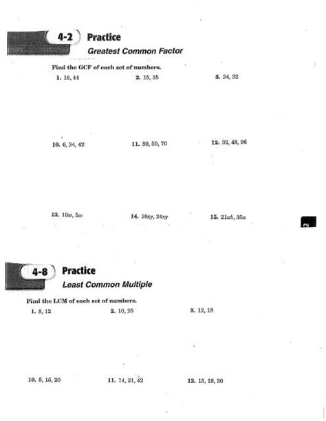 Gcf Prime Factorization Worksheet