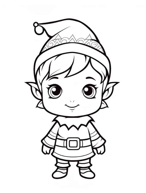 Christmas Elf Coloring Pages Hue Therapy