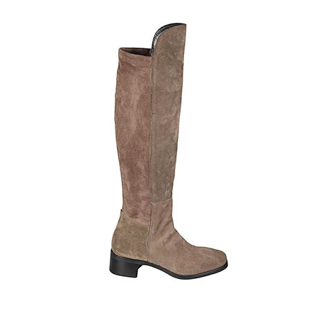 Bottes Pour Femmes Avec Demi Fermeture Clair En Daim Et Tissu