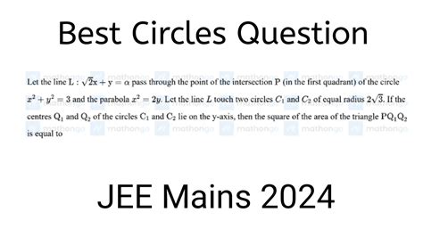 Best Circles Question 1 Feb 2024 Shift 1 JEE Mains 2024 YouTube