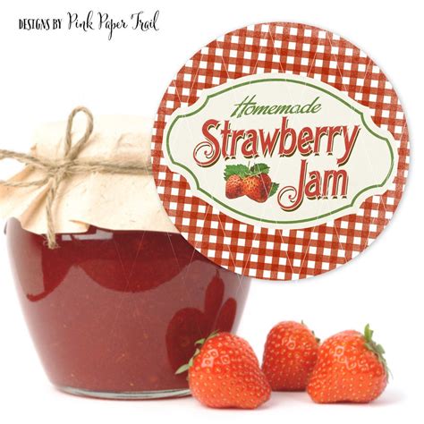 Homemade Strawberry Jam Labels Instant Download Print Your