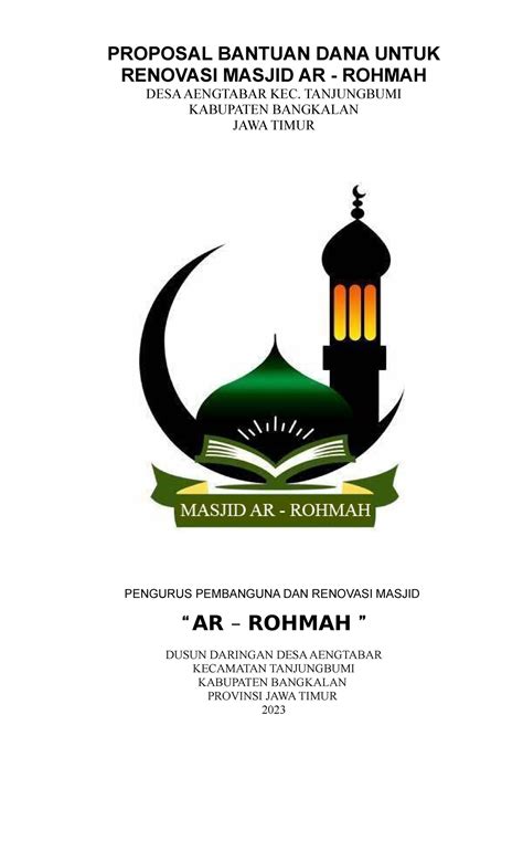 Proposal Bantuan DANA Untuk Masjid PROPOSAL BANTUAN DANA UNTUK