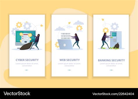 Cyber Security Flat Banners Royalty Free Vector Image