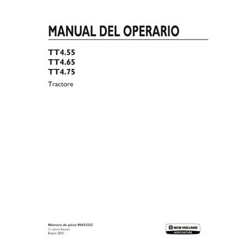 Manual Do Operador Em Pdf Do Trator New Holland Tt Tt Tt Es