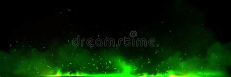 Green Fire Effect Overlay With Ember And Smoke Stock Illustration