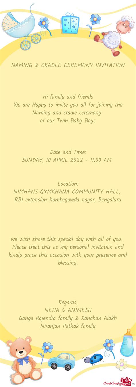 We Are Happy To Invite You All For Joining The Naming And Cradle