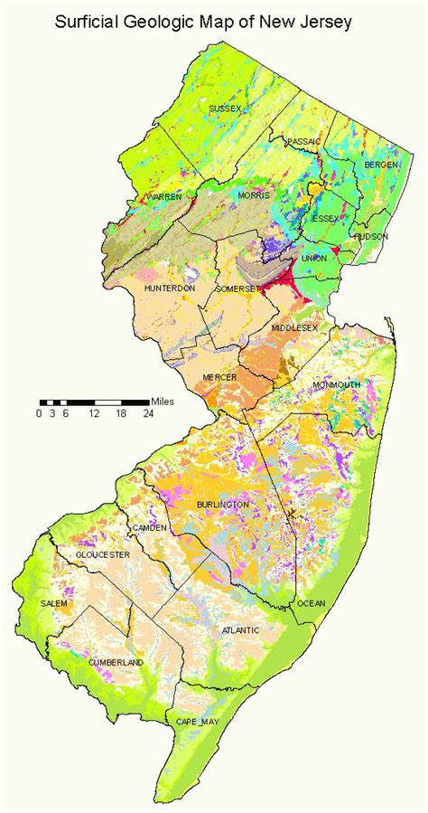 Njdep New Jersey Geological And Water Survey Dgs 07 2 Surficial Geology Of New Jersey Scale