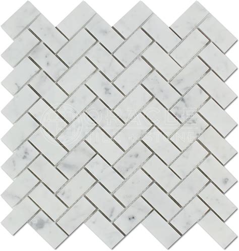 Carrara White Italian Carrera Marble Basketweave Mosaic Tile Gray Dots