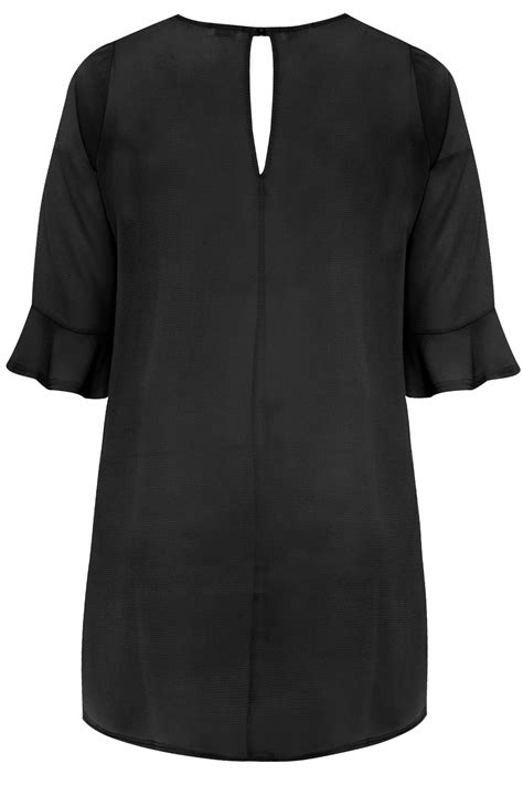 Yours London Plus Size Black Flute Sleeve Tunic Top Yours Clothing