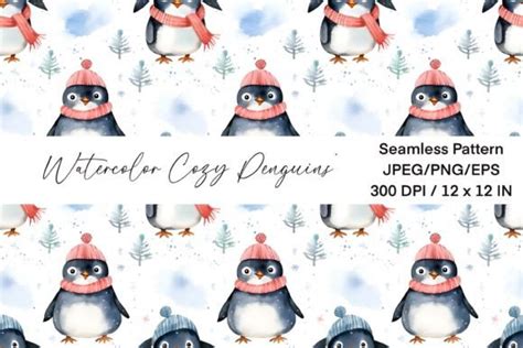 Cozy Winter Penguins Seamless Pattern Graphic By Juju Prints Co · Creative Fabrica