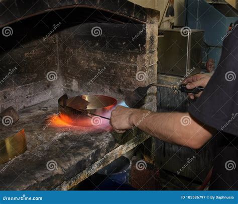 Metal Smelting Process, Gold Melting Stock Image - Image of safety ...