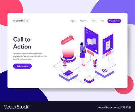 Landing Page Template Of Call To Action Concept Vector Image