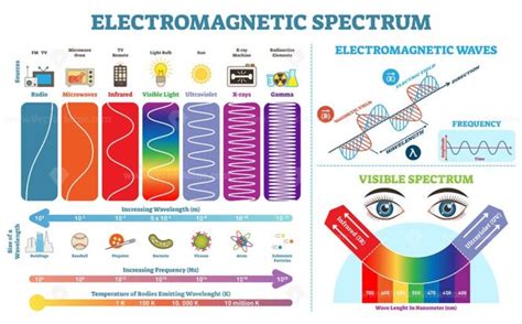 Electromagnetic spectrum outline vector icons - VectorMine 