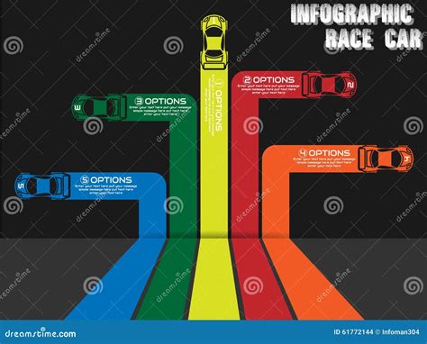 Infographics Race Car Five Options Stock Vector Illustration Of