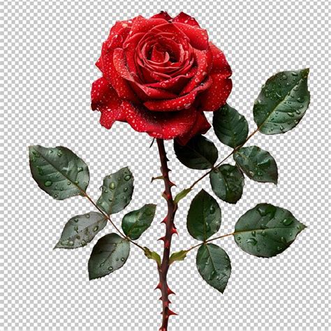 Premium PSD A Red Rose With Green Leaves And Red Leaves