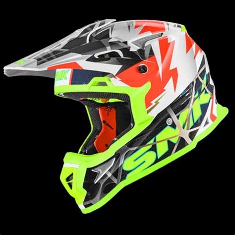 Smk Allterra Fulmine White Orange Yellow Gloss Gl Off Road Helmet