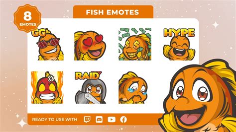 Fish Twitch Emotes 8 Pack Gamingvisuals