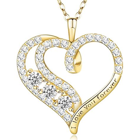 Huitan Gold Color Heart Necklace For Women Full Paved Dazzling Cz I