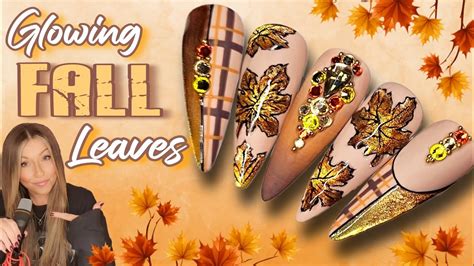 🍁 Easy Glowing Autumn Leaf Nail Art Design New Madam Glam Fall