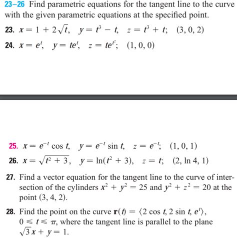 Solved Find Parametric Equations For The Tangent Line Chegg