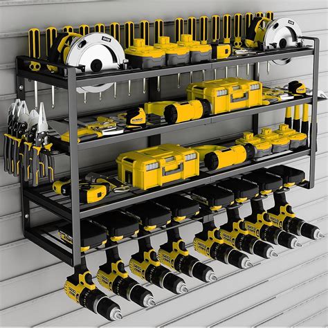 Wall Mount Power Tool Organizer Drill Holder Layer Heavy Duty Metal