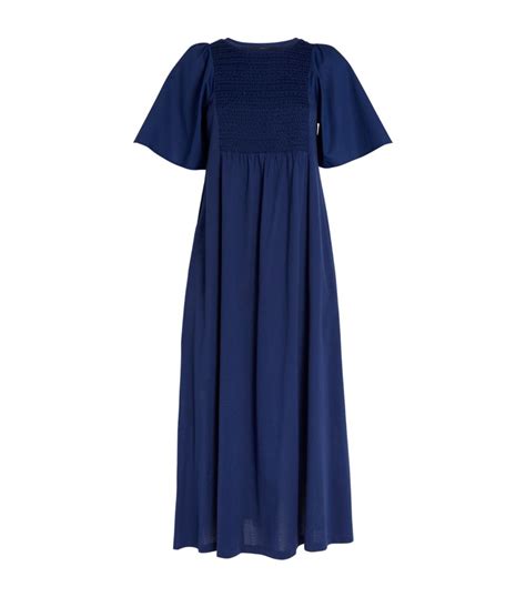 Womens Weekend Max Mara Blue Smocked Midi Dress Harrods Countrycode