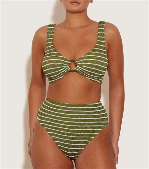 Hunza G Nadine Bikini With Tonal Hoops In Green Lyst UK