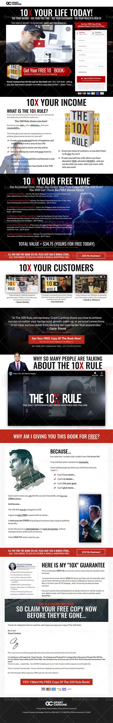 Grant Cardone - The 10X Rule Book Funnel – Emaildrips.com