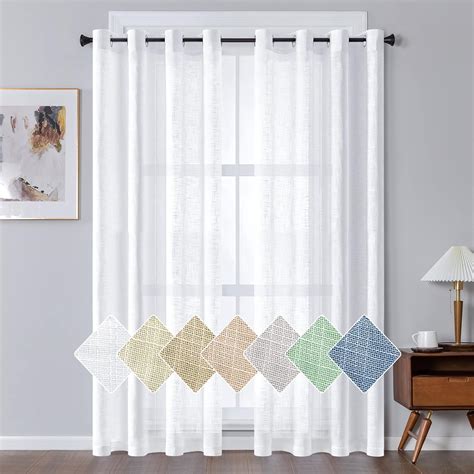 Amazon Mrtrees Sheer White Curtains Inches Long For Living Room