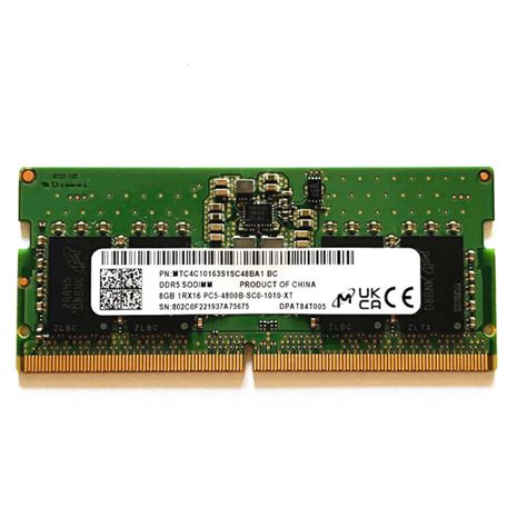 Micron DDR5 SODIMM RAMs 8GB 4800MHz Laptop Memory DDR5 8GB 1RX16 PC5 ...