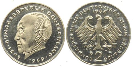 Deutschland BRD 1986 G 2 Mark Konrad Adenauer OBH BU MA Shops