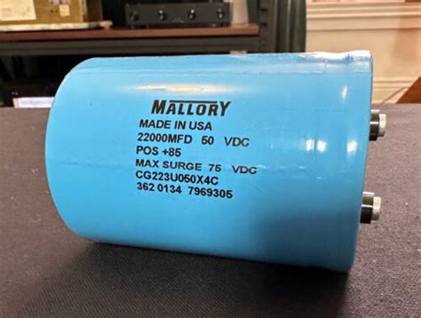 MALLORY CAPACITOR CG223U050X4C 22000 MFD 50 VDC POS MAX SURGE 75 VDC