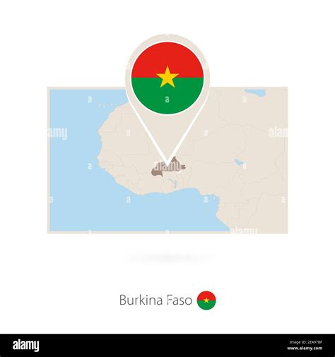 Rectangular Map Of Burkina Faso With Pin Icon Of Burkina Faso Stock