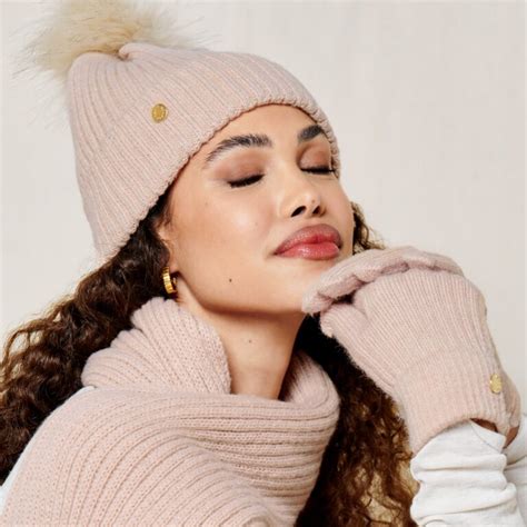 Knitted Hat In Nude Pink Katie Loxton