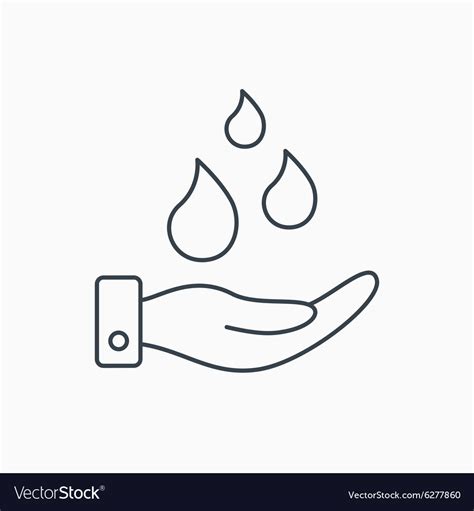 Save Water Icon Hand With Water Drops Sign Vector Image