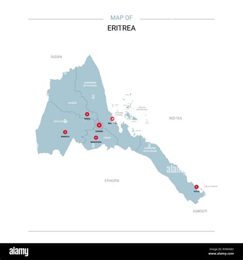 Eritrea Vector Map Editable Template With Regions Cities Red Pins