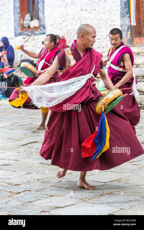 Prakhar Lhakhang Bumthang Bhutan Bhutanese Buddhist Monks Dancing In