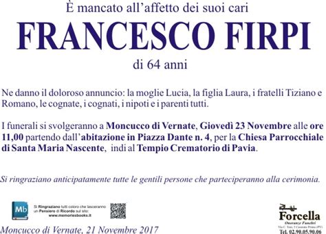 Necrologio Francesco Firpi Memoriesbooks It