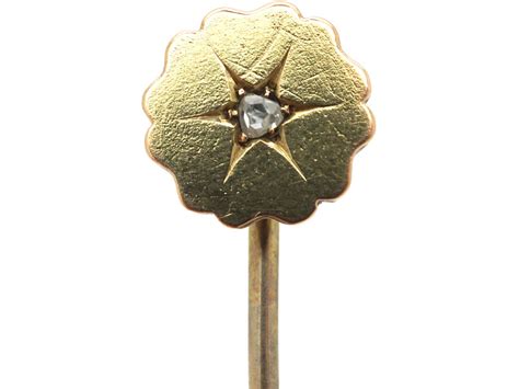 Victorian 15ct Gold And Diamond Star Tie Pin 17g The Antique