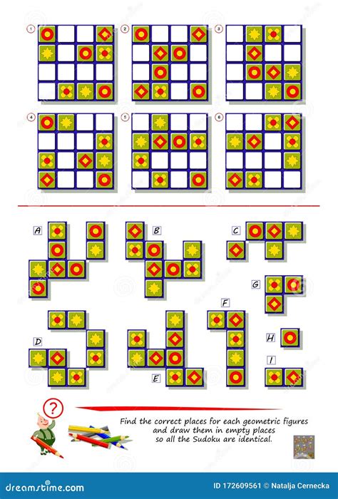 Logiskt Pussel spel Hitta Rätt Platser För Varje Geometrisk Figur Och