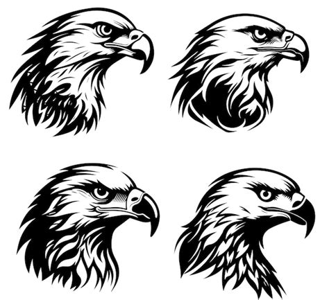 Premium Vector Eagle Falcon Head Face Logo Tattoo Style Illustration