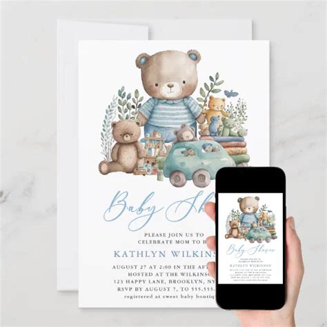 Blue Woodland We Can Barely Wait Boy Baby Shower Invitation Zazzle