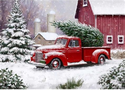 MXJSUA Christmas Red Truck Diamond Painting Kits For Adults Red House