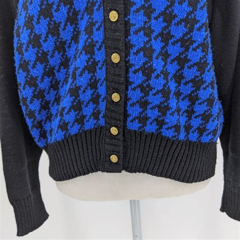 Vintage Sweaters Vintage Leslie Fay Houndstooth Cardigan Sweater