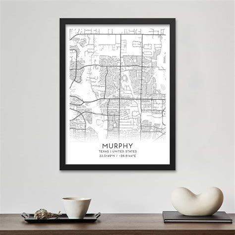 Murphy Texas Map Poster, Modern Home Decor Wall Art Print - Custom Maps ...