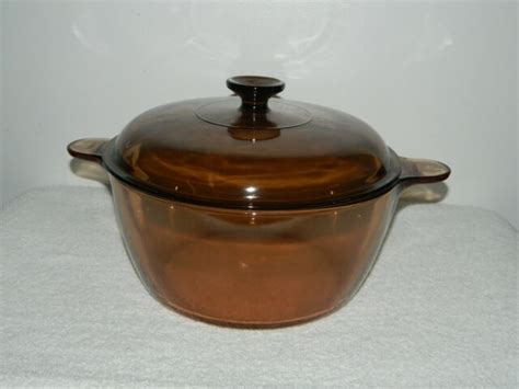 Qt L Corning Visions Dutch Oven Stock Pot Amber Glass Pyrex