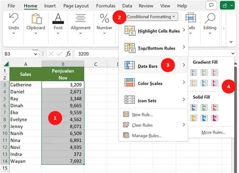 Membuat Data Bars Conditional Formatting Excel Excelandor 2025