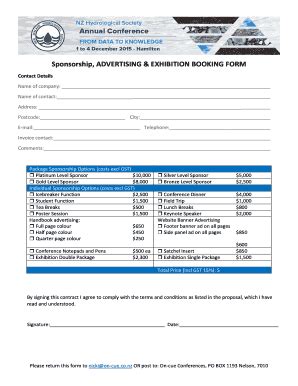 Fillable Online Sponsorship ADVERTISING EXHIBITION BOOKING FORM Fax