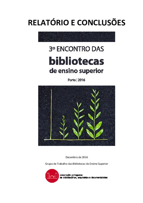 Pdf Relatório E Conclusões Do 3º Encontro Das Bibliotecas De Ensino