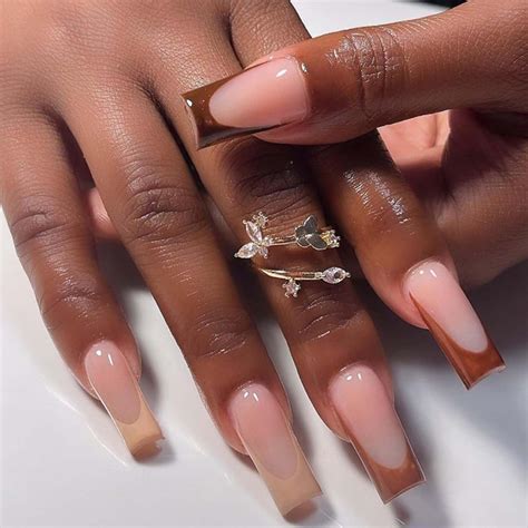 Amazon Gifiky Long French False Nails Coffin Press On Nails Nude Nails Tips Full Cover